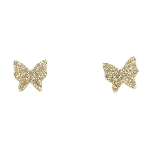 14k Gold Butterfly Diamond Earrings