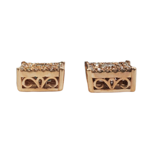 14k Gold Diamond Square Earrings #20601