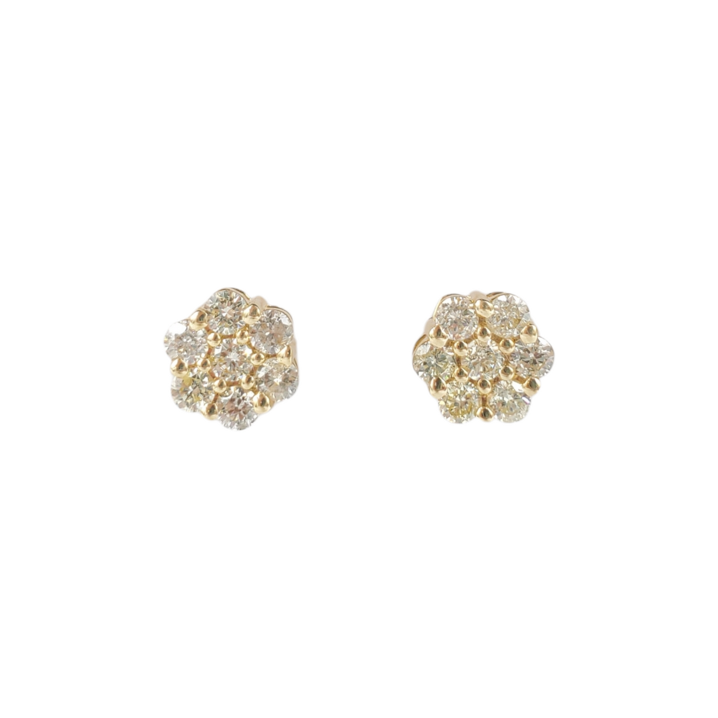 14k Yellow Gold Diamond Flower Earrings #21324