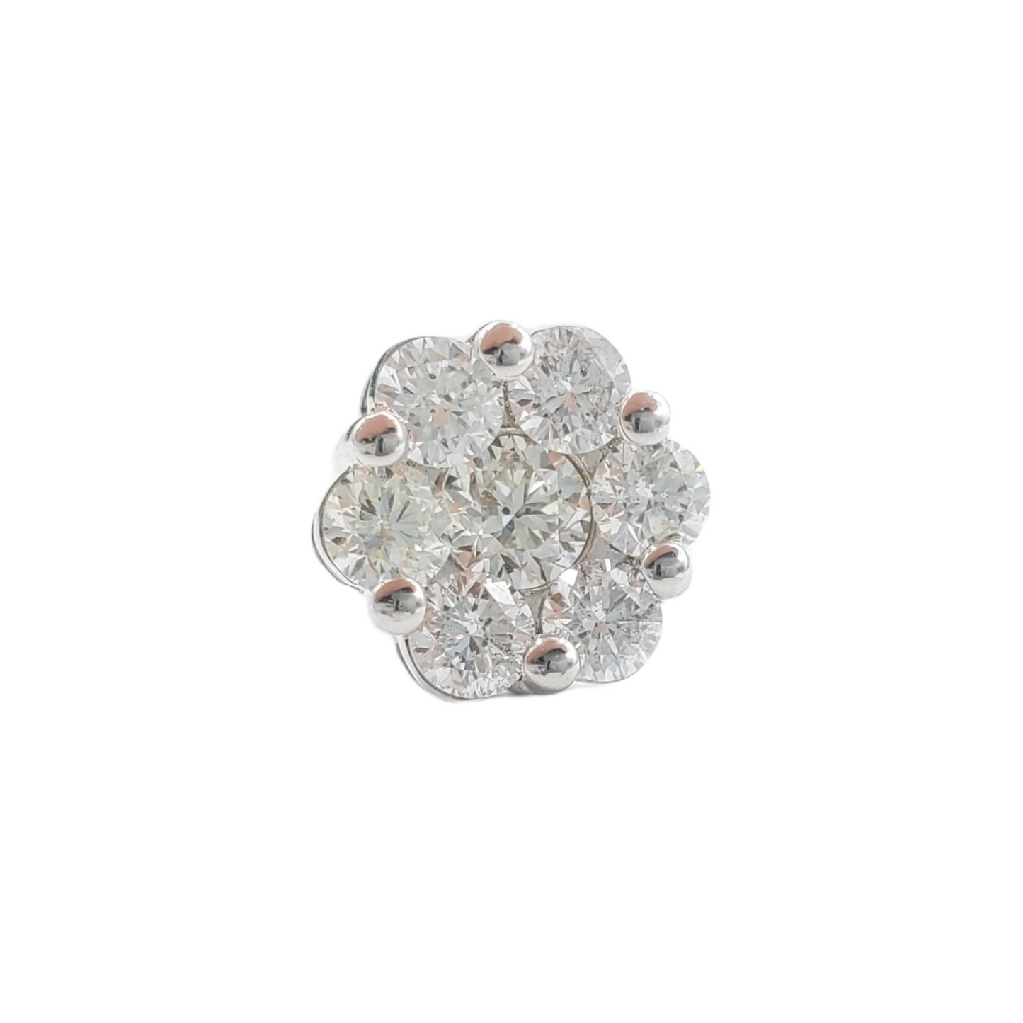 14k White Gold Diamond Flower Earrings #21359