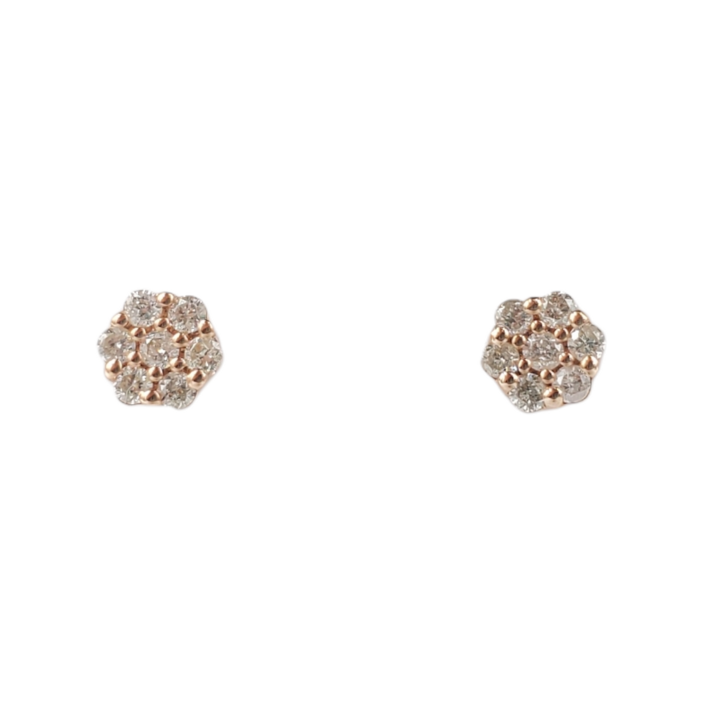 14k Rose Gold Diamond Flower Earrings #19263