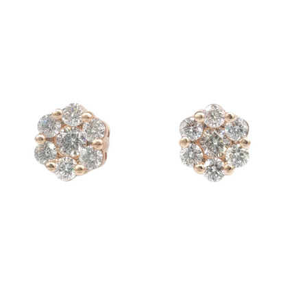 14k Rose Gold Diamond Flower Earrings #19263
