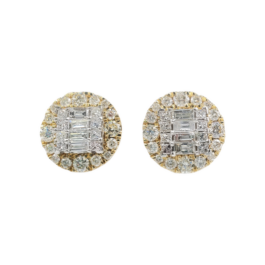 14k Gold Baguette Diamond Earrings #16523