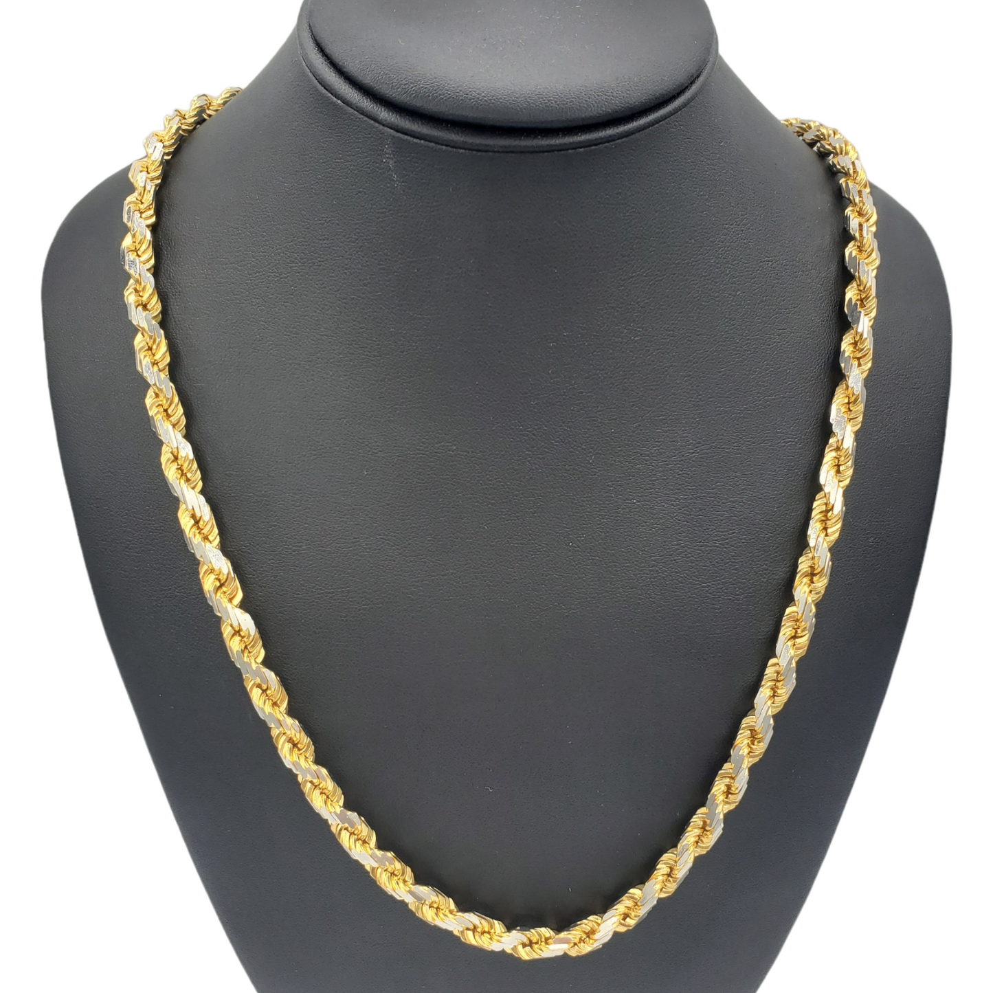 14K Gold- Solid Rope Diamond Cut (Pave) Chain
