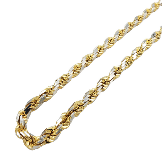 14K Gold- Solid Rope Diamond Cut (Pave) Chain