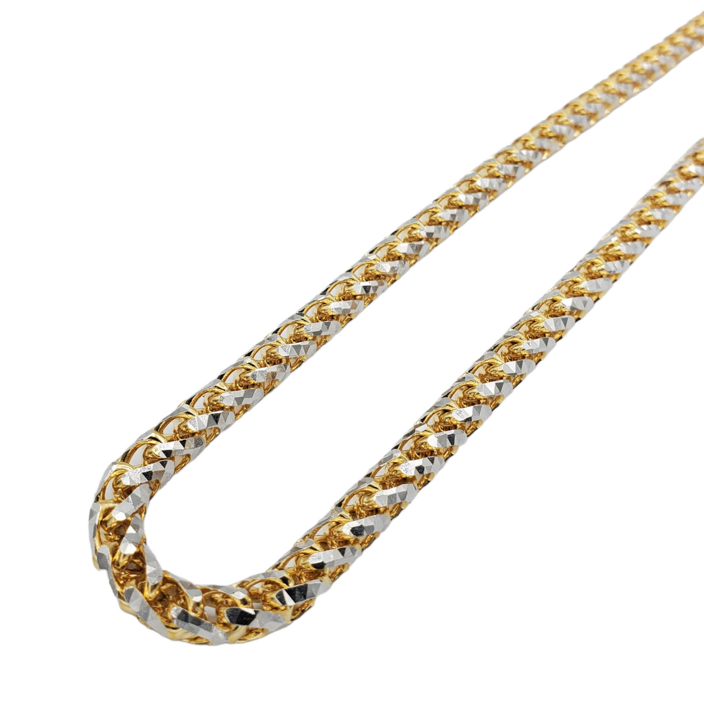 14K Gold- Solid Franco Diamond Cut (Pave) Chain