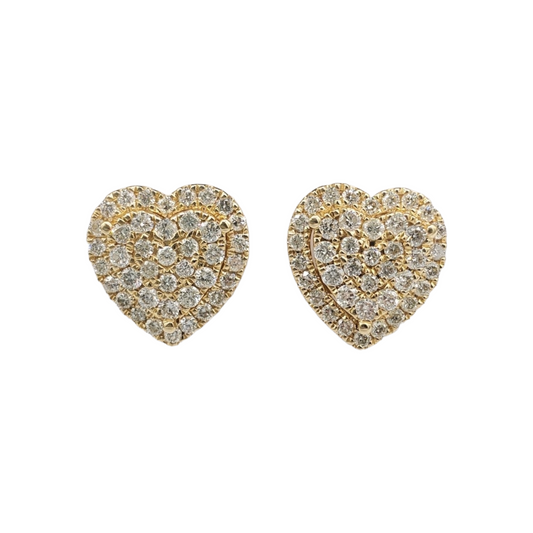 14k Gold Diamond Heart Earrings #17743