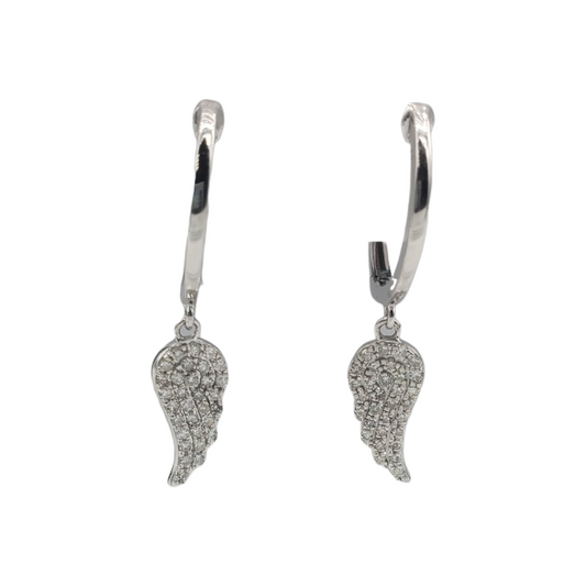 14k Gold Diamond Wing Dangle Earrings #25819