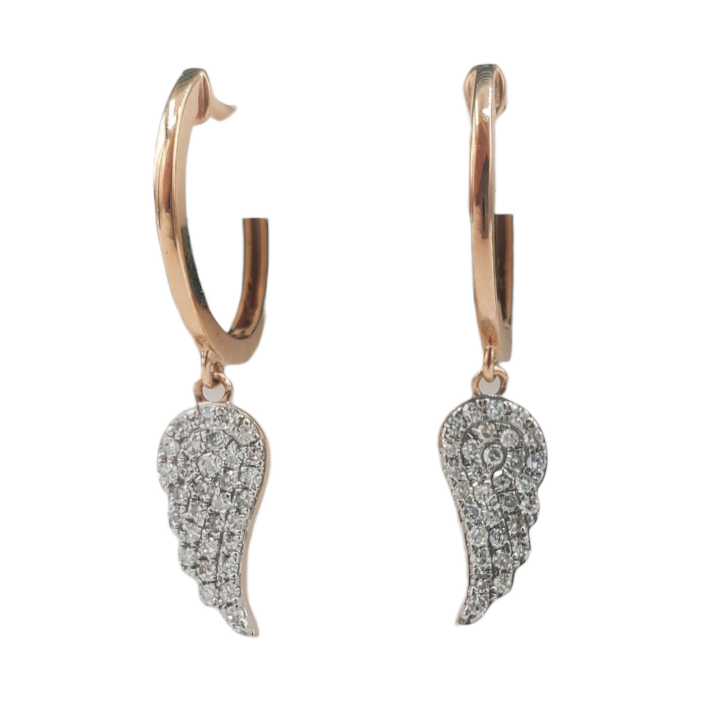 14k Gold Diamond Wing Dangle Earrings #25819