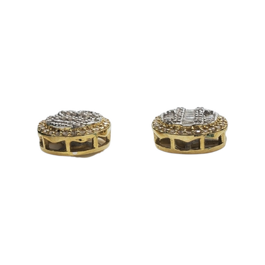 10k Gold Baguette Diamond Circle Earrings #19018
