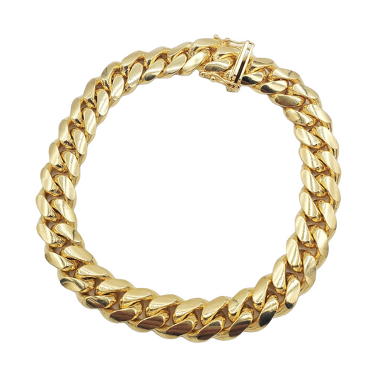 14K Yellow Gold- Solid Miami Cuban Bracelet