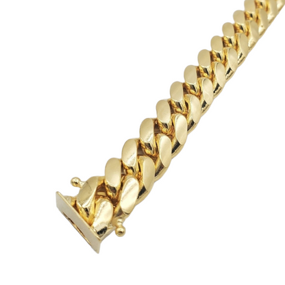 14K Yellow Gold- Solid Miami Cuban Bracelet