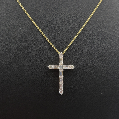 14k Baguette Diamond Cross  #25994