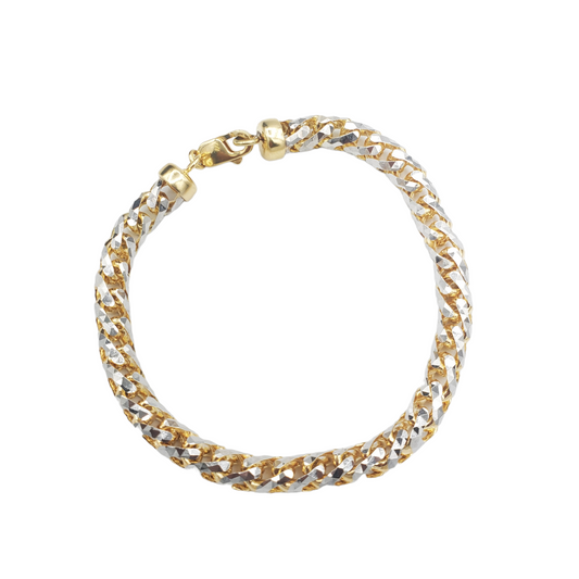 14K Yellow Gold (Pave) Diamond Cut- Franco Bracelet