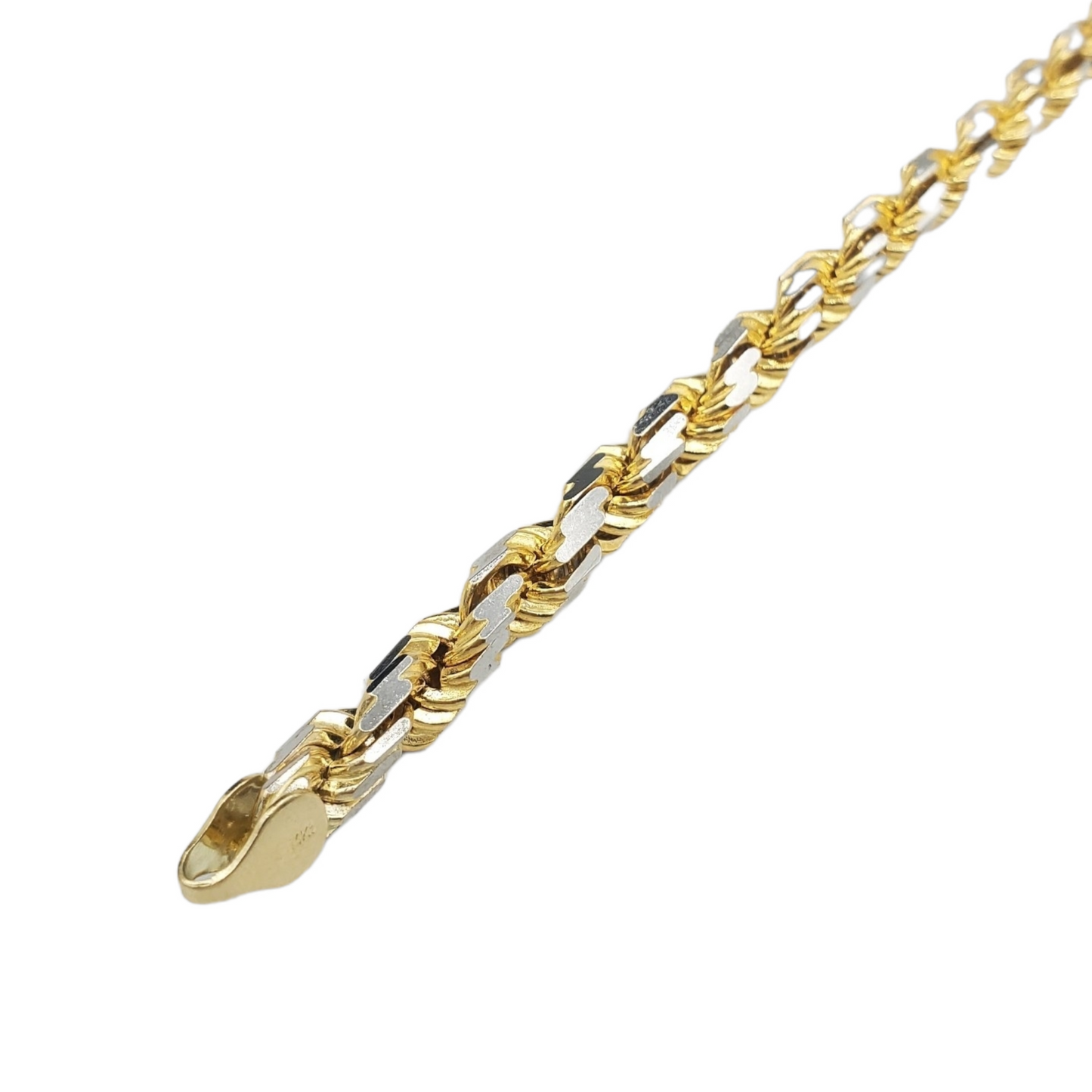 14K Yellow Gold Diamond Cut (Pave)- Solid Rope Bracelet