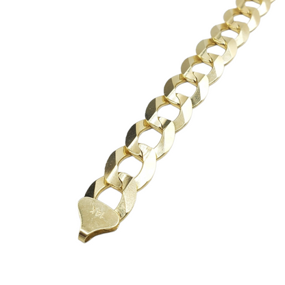 14K Yellow Gold - Solid Curb Cuban Bracelet