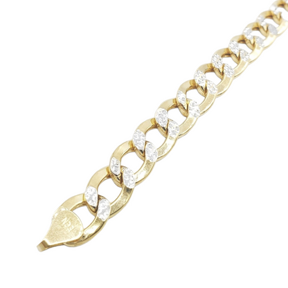14K Yellow Gold Diamond Cut (Pave) - Hollow Curb Cuban Bracelet