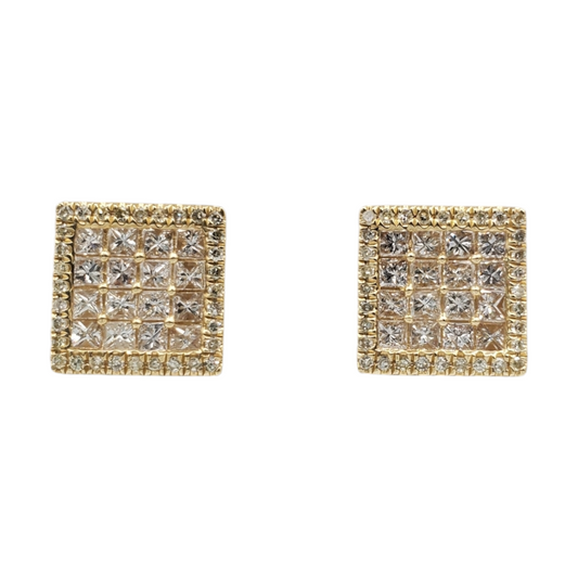14k Gold Diamond Square Earrings #27187