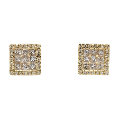 14k Gold Diamond Square Earrings #27187