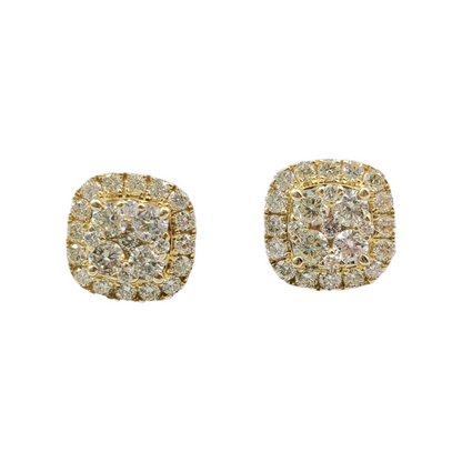 14k Yellow Gold Diamond Square Earrings #15803