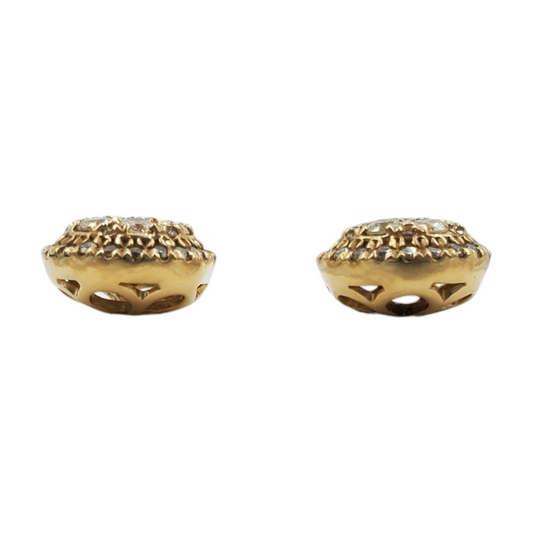 14k Yellow Gold Diamond Circle Earrings #10550