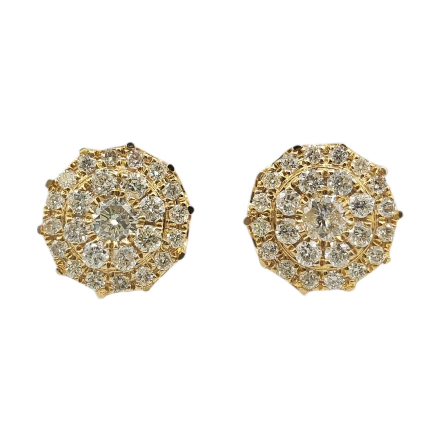 14k Yellow Gold Diamond Circle Earrings #14740