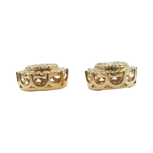 14k Yellow Gold Diamond Circle Earrings #14740