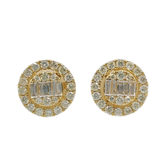 14k Gold Baguette Diamond Circle Earrings #25555