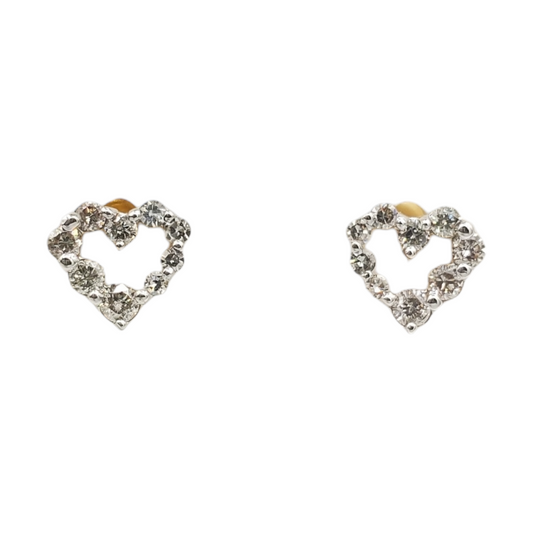 14k Gold Diamond Heart Earrings #25831