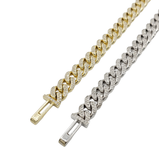 10K Gold- Iced Out Diamond Miami Cuban Bracelets (9mm)