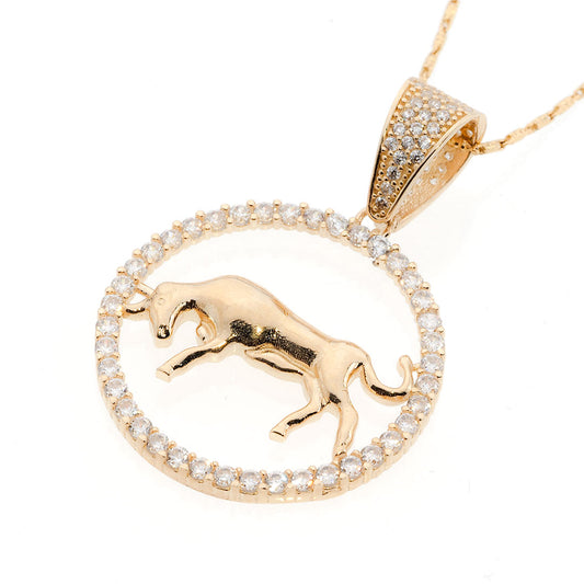 Taurus Zodiac Pendant | 14K Gold With Cz - Fantastic Jewelry NYC