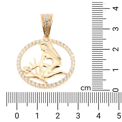 Virgo Zodiac Pendant | 14K Gold With Cz - Fantastic Jewelry NYC