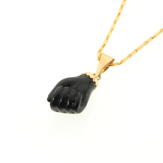 Lucky Charm Pendant | Azabache Mal de Ojo | 14K Gold - Fantastic Jewelry NYC