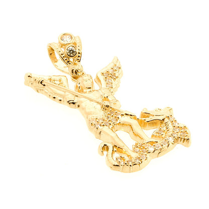 Saint Michael Pendant | 14K Gold With Cz - Fantastic Jewelry NYC