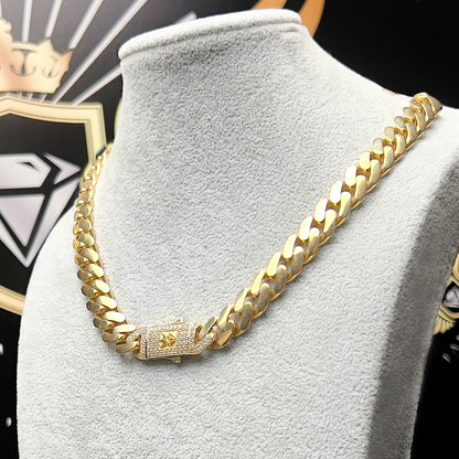 Milano Chain | 14K Gold With Cz Iced box - Fantastic Jewelry NYC