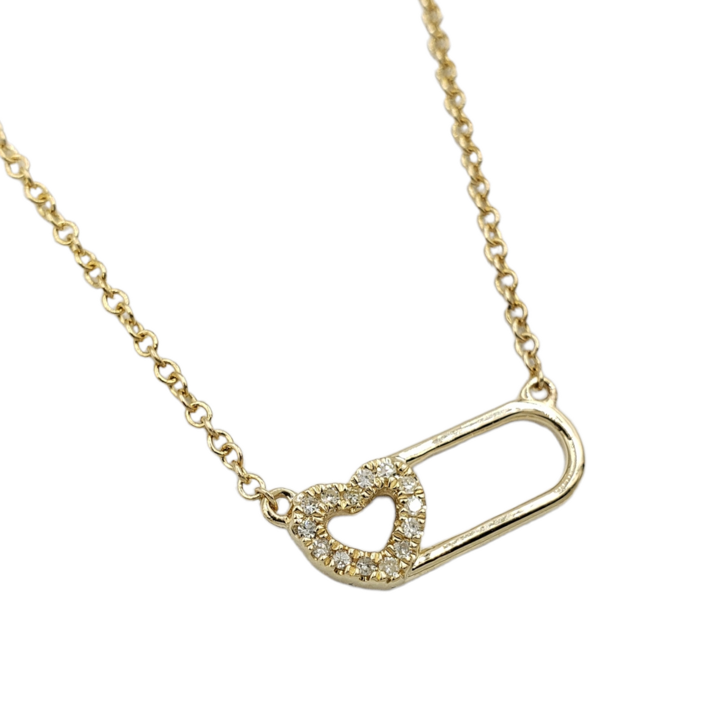 14k Paperclip With Diamond Heart #27043