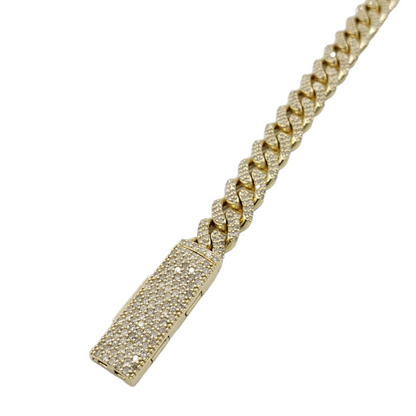 10K Gold- Iced Out Diamond Miami Cuban Bracelets (8mm)