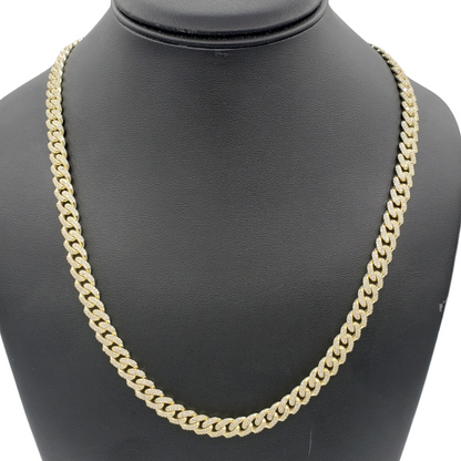 10K Gold- Iced Out Diamond Miami Cuban Chains (8mm)