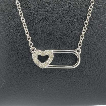 14k Paperclip With Diamond Heart #27043