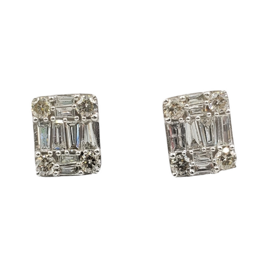 14k White Gold Baguette Diamond Earrings #27029