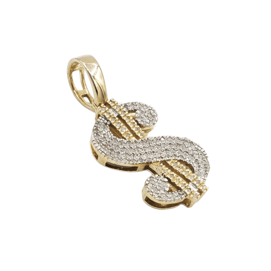 10k Gold Diamond Cash Sign Pendant #17463