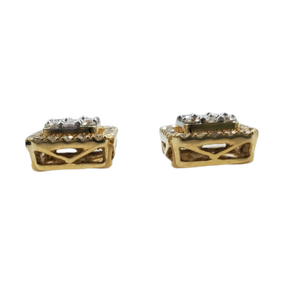 14k Yellow Gold Baguette Diamond Earrings #25560