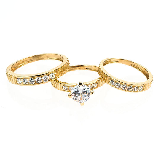 Wedding Rings Sets His and Hers Engagement Ring | 14K Gold With Cz - Fantastic Jewelry NYC