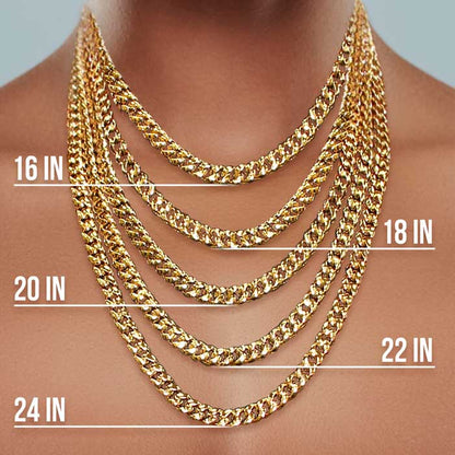 Miami Cuban Link Semi-Solid Choker 14K Gold With Cz Iced Box