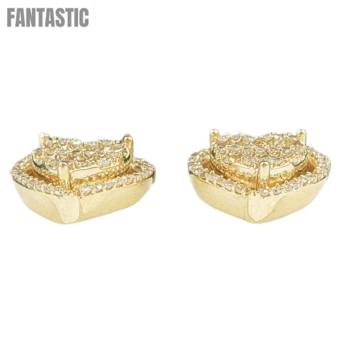 Aretes de corazón de oro 14K con diamantes baguette