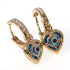 Evil Eye Drop Earrings in 14K Gold With CZ |