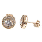 Cushion Square Micro Pave CZ Stud Earrings in 14K Gold