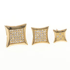 Mens Hip Hop Square Micro Pave Stud Earrings | 14K Gold With Cz