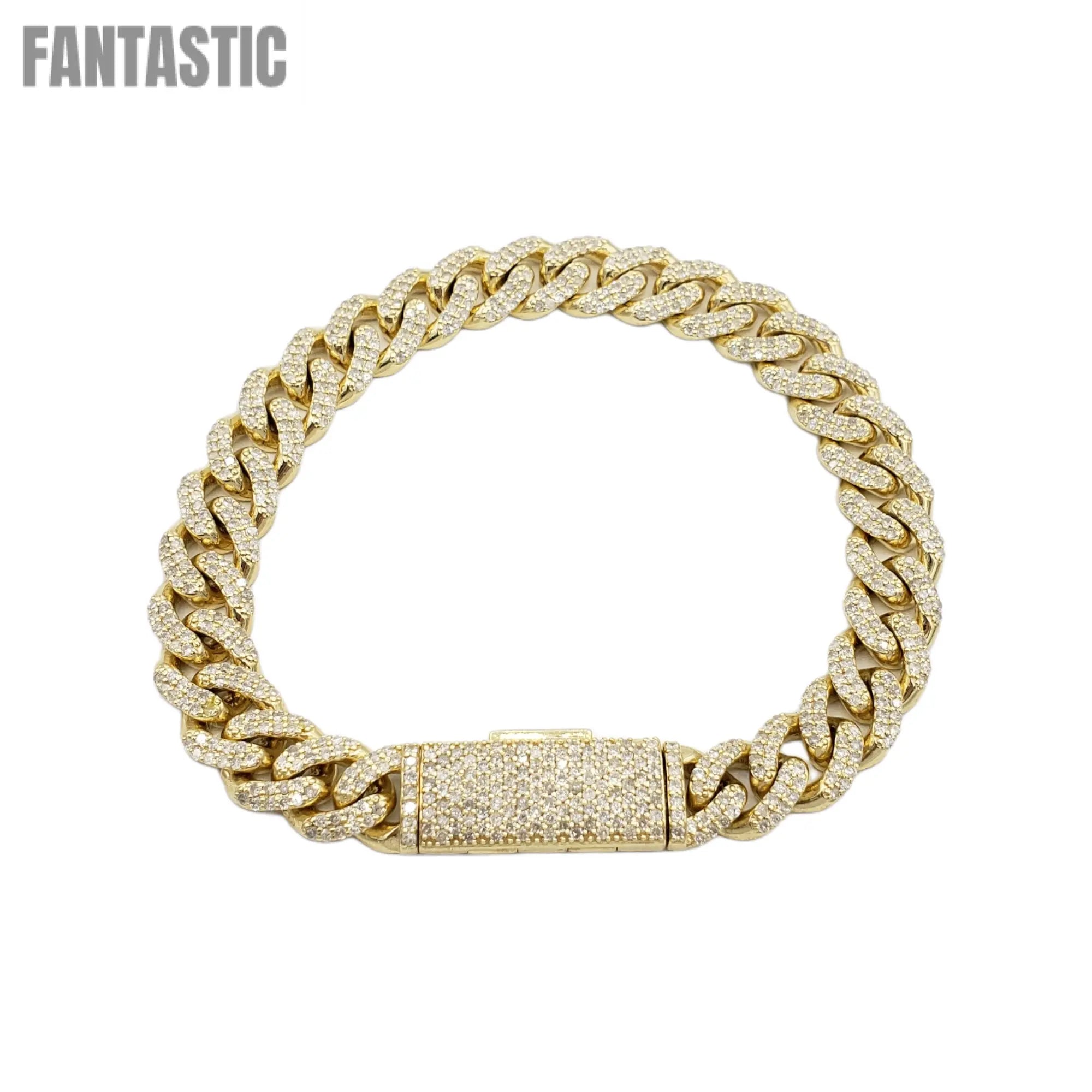 10K Gold- Iced Out Diamond Miami Cuban Bracelets (10mm) Fantastic NYC