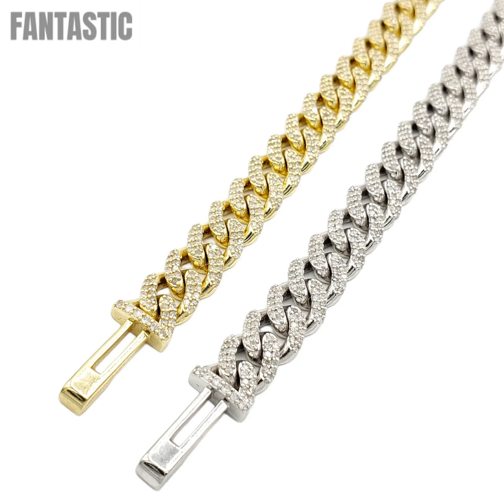 10K Gold- Iced Out Diamond Miami Cuban Bracelets (8mm) Fantastic NYC